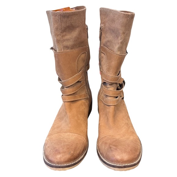 Sundance Tan Ankle Boots with Buckle Straps - Picture 6 of 7